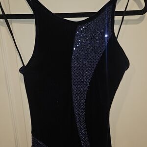 Jump Apparel Royal Blue Velvet Dress with Blue Sequins Size 3/4